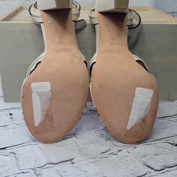 Coach- Bone color Strap heel sandals- very good used condition- size 9.5 - Picture 8 of 11